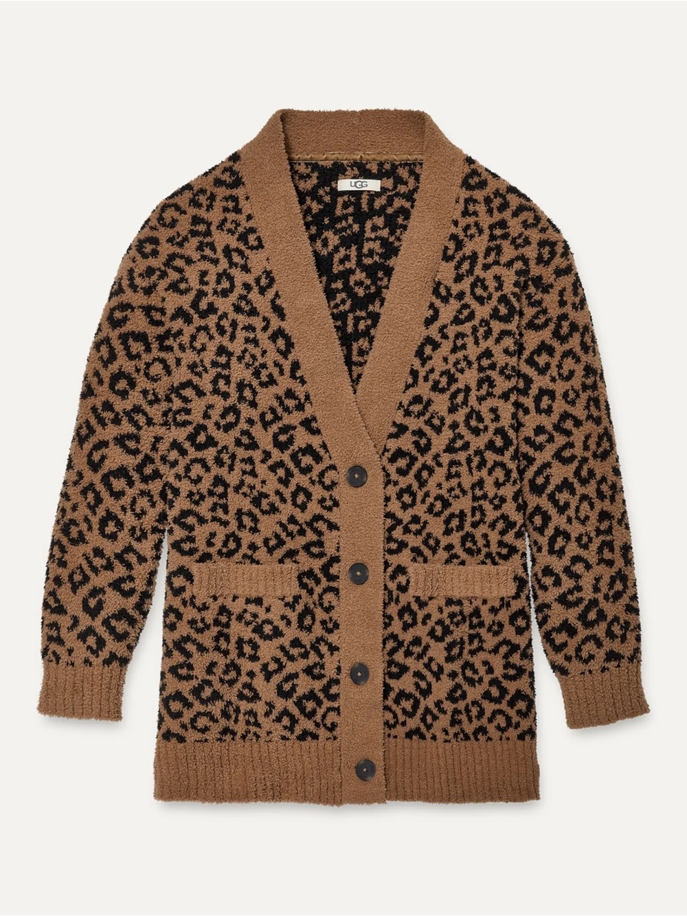UGG Leopard Sherpa Cardigan Jacket - Brown & Black
